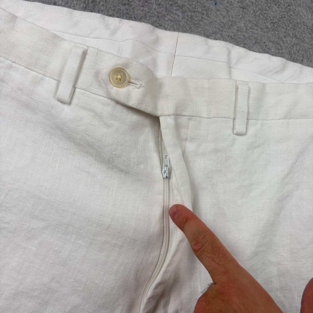 Lauren Ralph Lauren Pants Mens 34x34 White Linen Satin Lined Flat Front Trouser - Picture 2 of 10